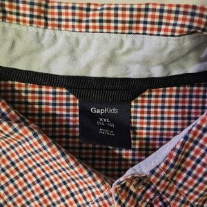 Gap Kids Plaid Button-Down Shirt- Red And Blue- Youth XXL 14-16